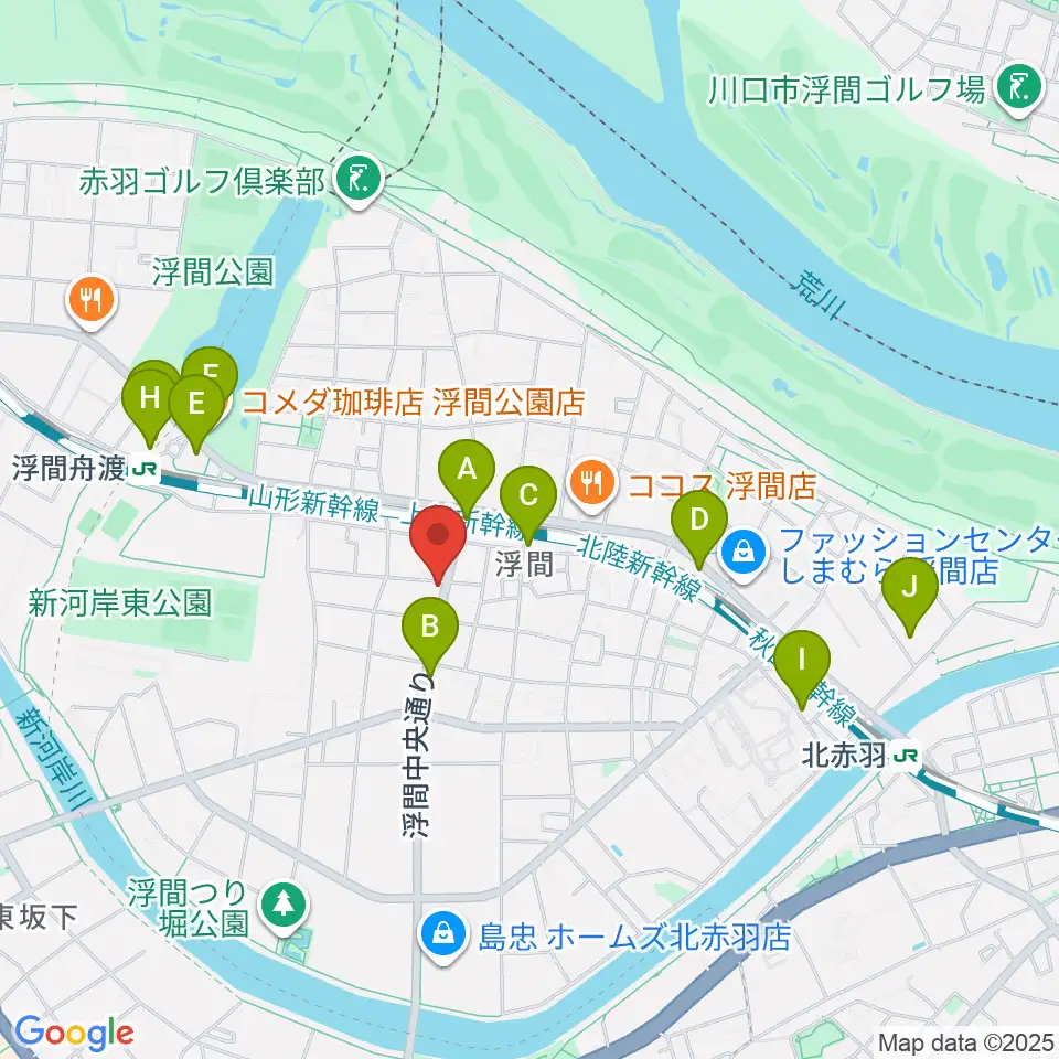 メロディー音楽教室周辺のカフェ一覧地図