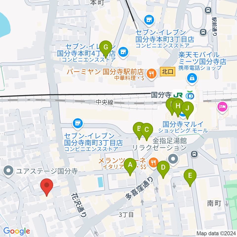 カルド音楽教室周辺のカフェ一覧地図