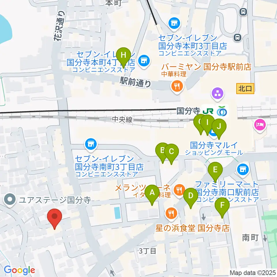 カルド音楽教室周辺のカフェ一覧地図