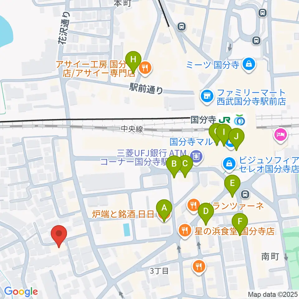 カルド音楽教室周辺のカフェ一覧地図