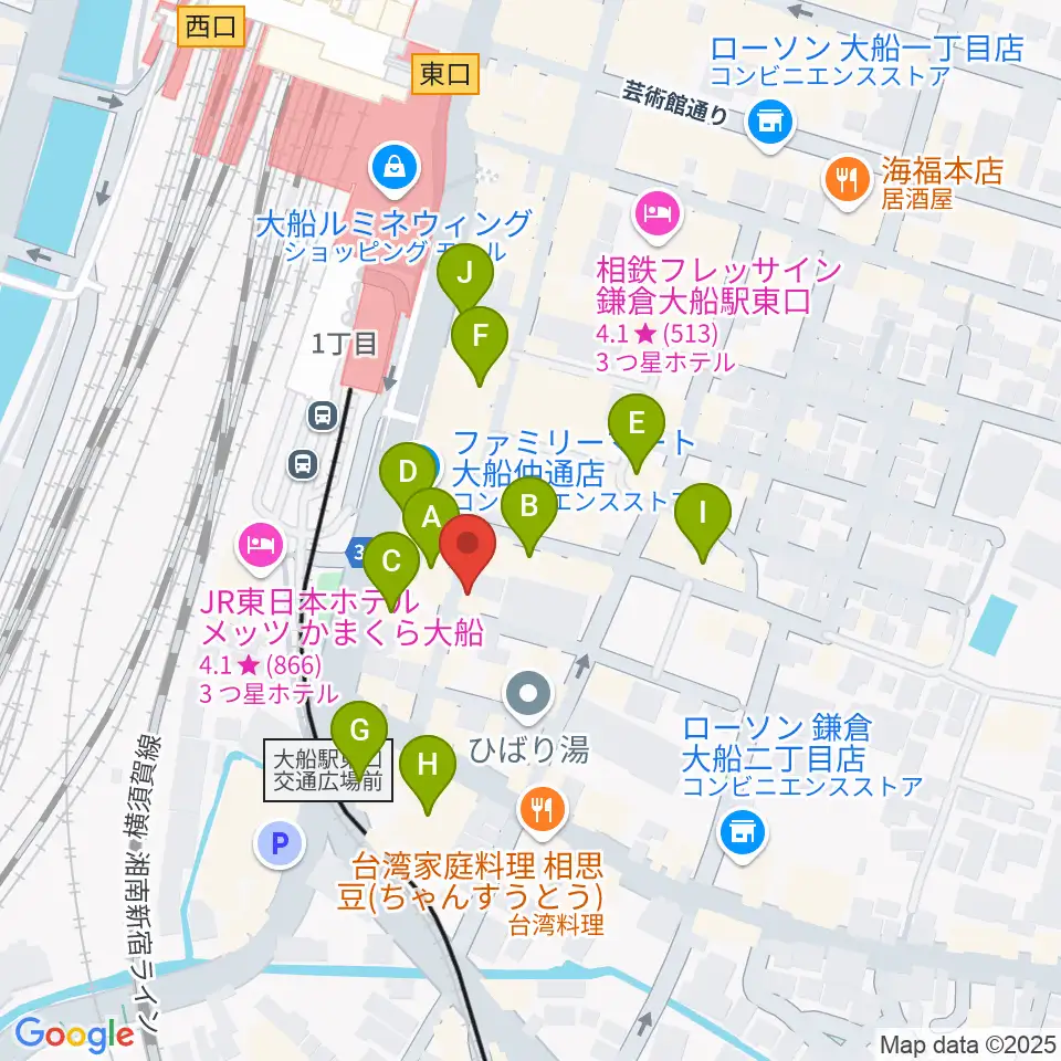 ソニアボーカル教室周辺のカフェ一覧地図