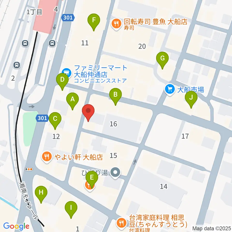 ソニアボーカル教室周辺のカフェ一覧地図