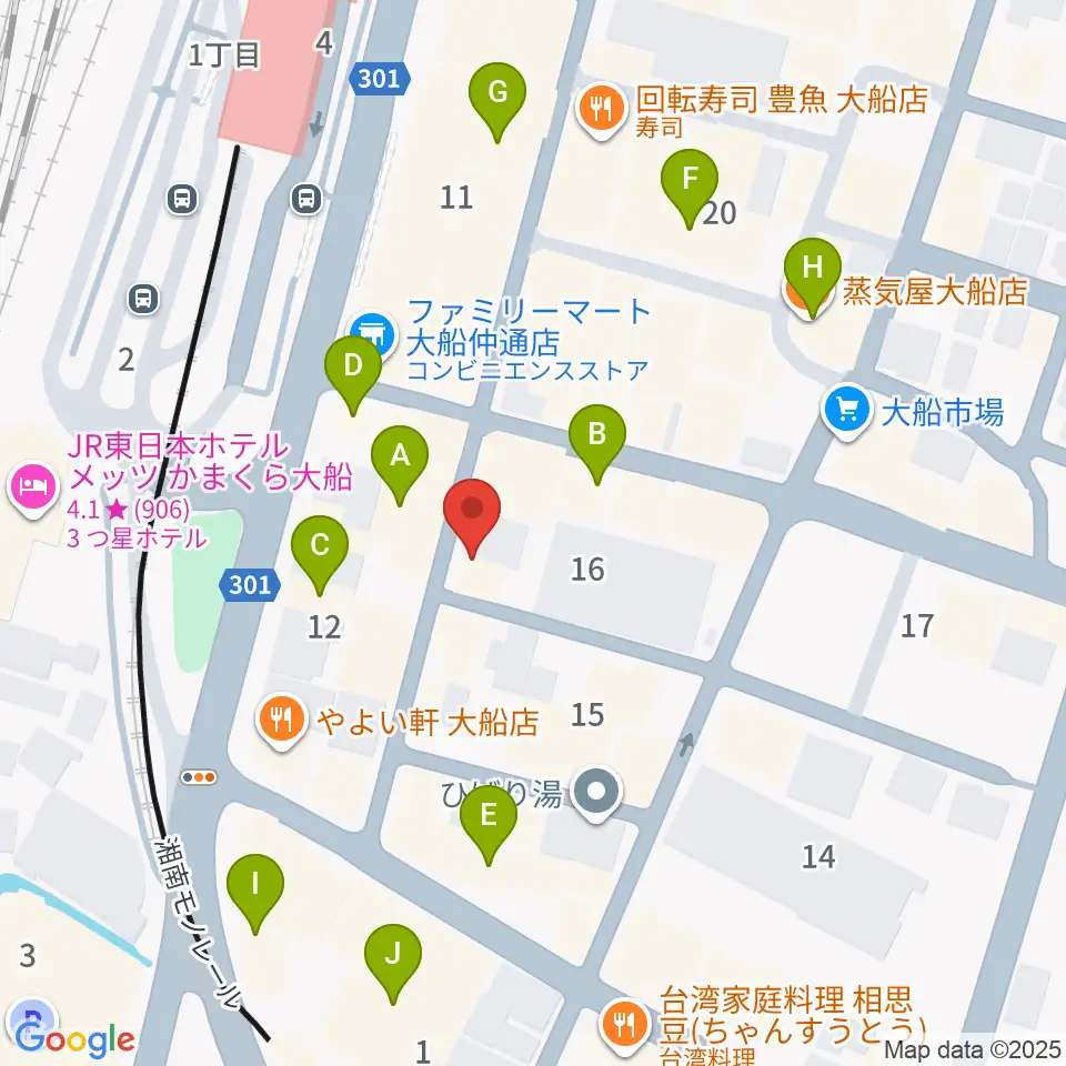 ソニアボーカル教室周辺のカフェ一覧地図