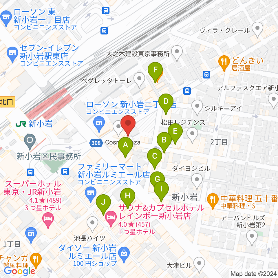 USボーカル教室新小岩駅前校周辺のカフェ一覧地図