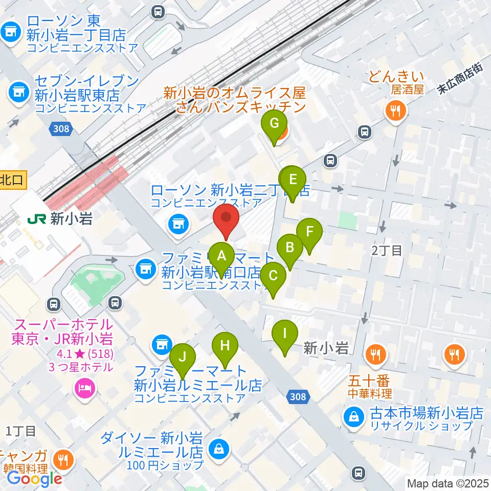 USボーカル教室新小岩駅前校周辺のカフェ一覧地図