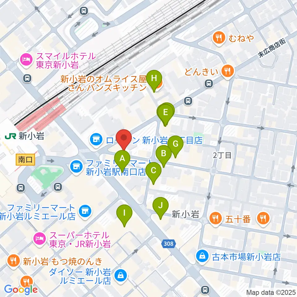 USボーカル教室新小岩駅前校周辺のカフェ一覧地図