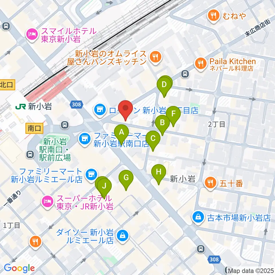 USボーカル教室新小岩駅前校周辺のカフェ一覧地図