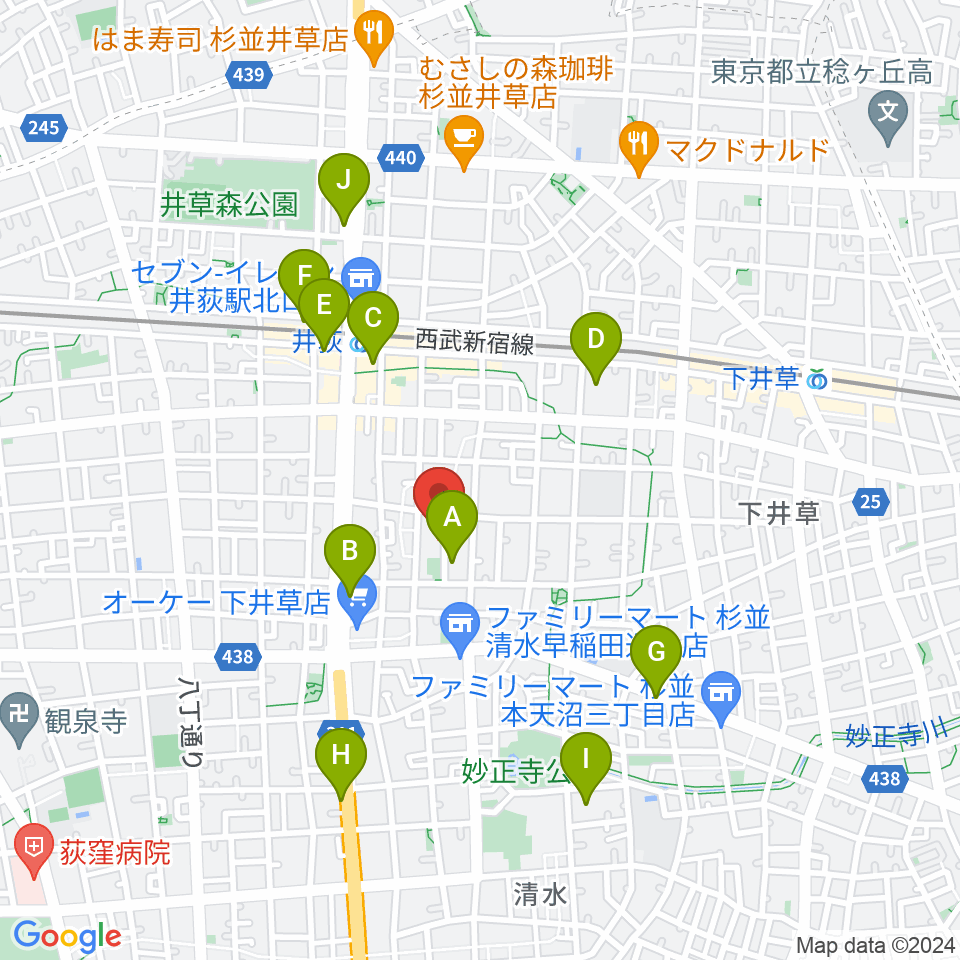 ヒロミュージックスクール周辺のカフェ一覧地図