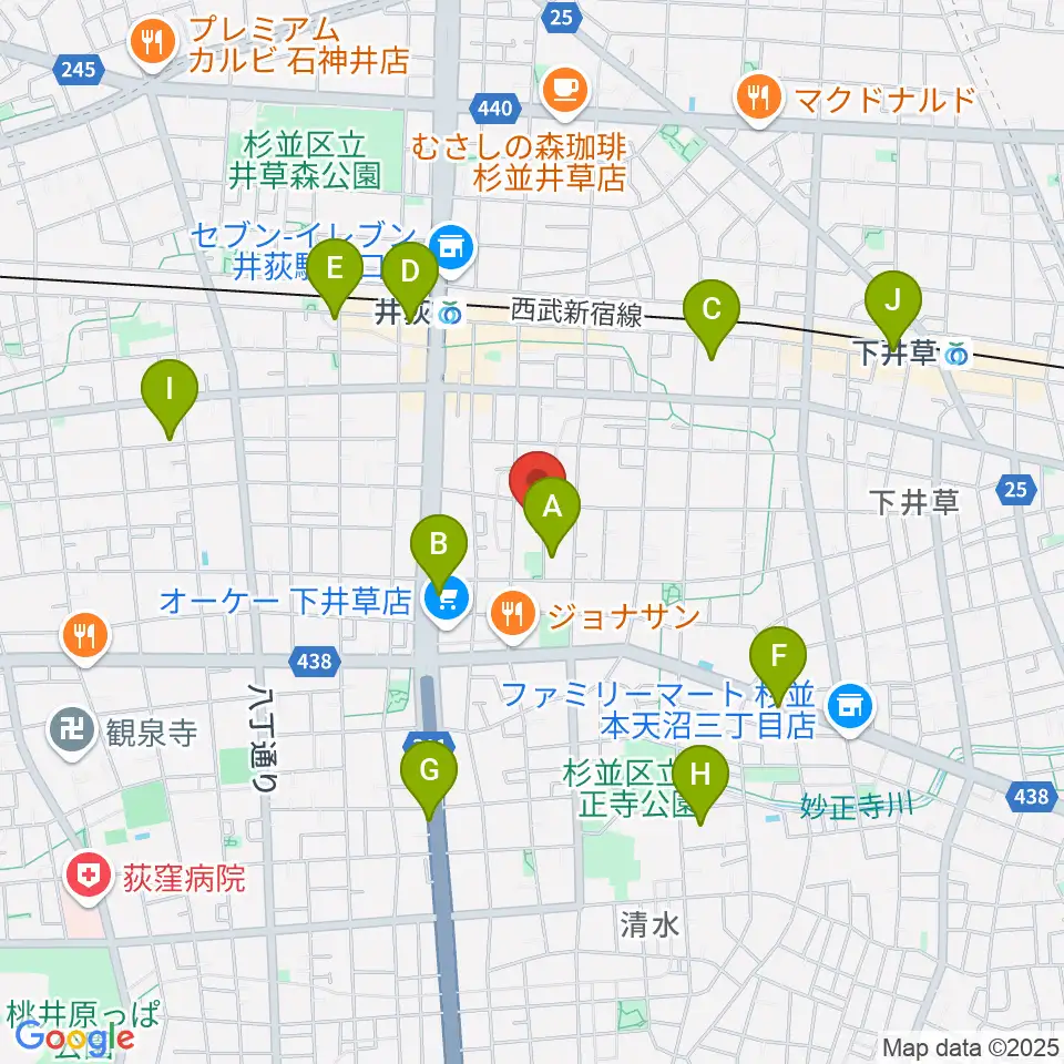 ヒロミュージックスクール周辺のカフェ一覧地図