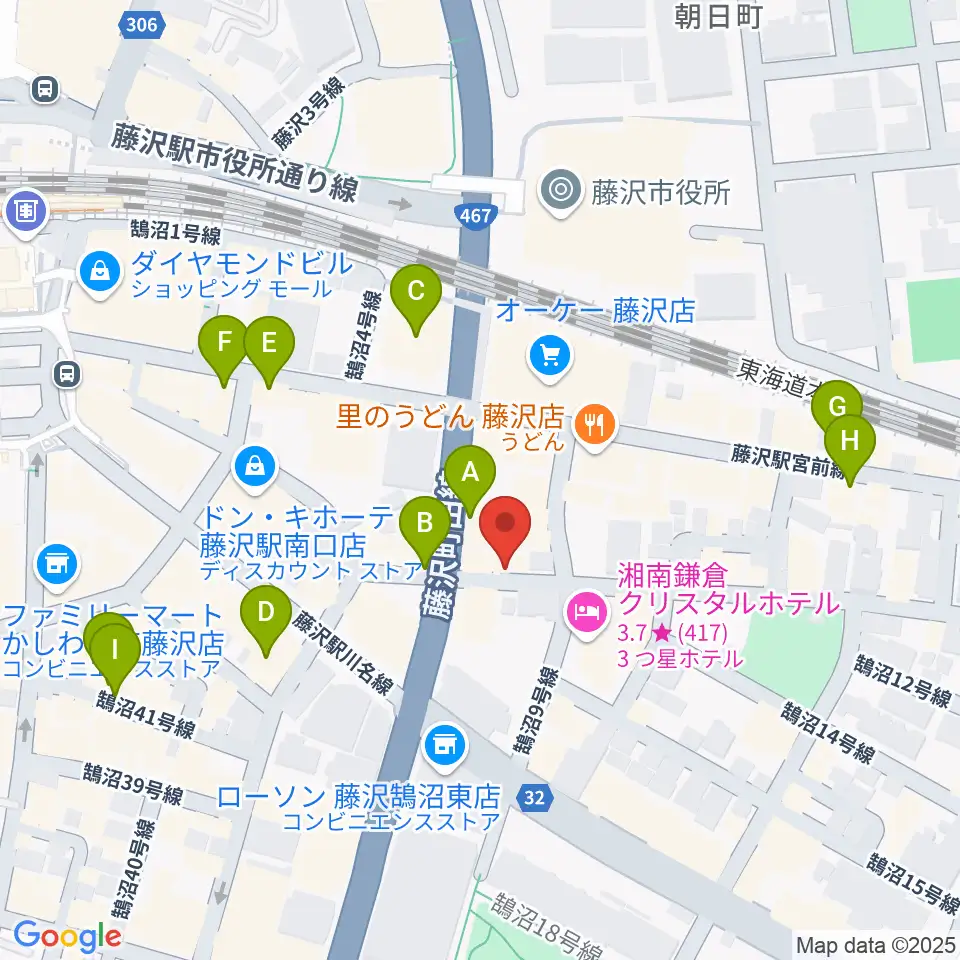 音楽教室パセオ周辺のカフェ一覧地図