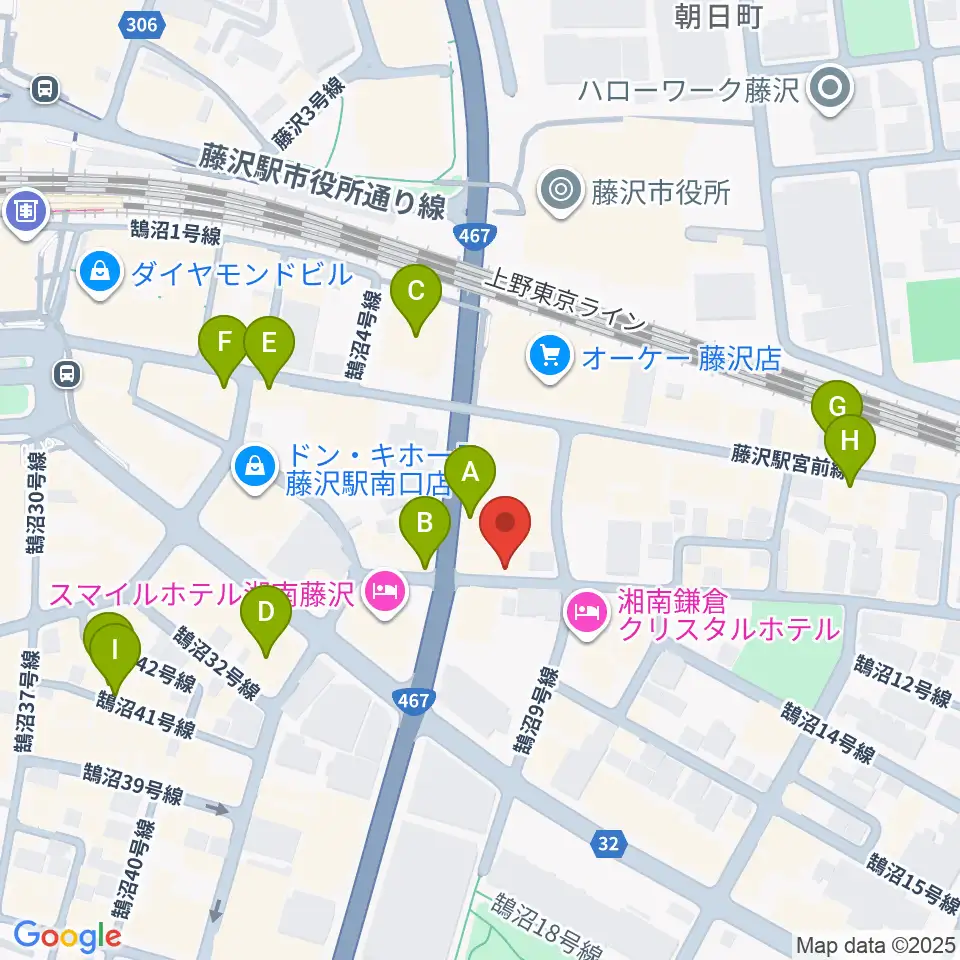 音楽教室パセオ周辺のカフェ一覧地図