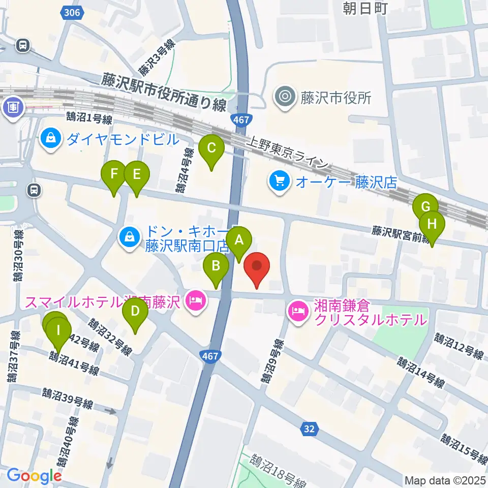 音楽教室パセオ周辺のカフェ一覧地図