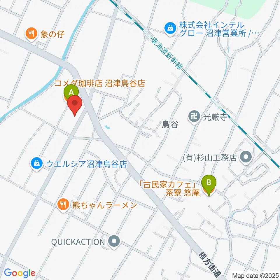 ミュージック・ラフェスタ周辺のカフェ一覧地図