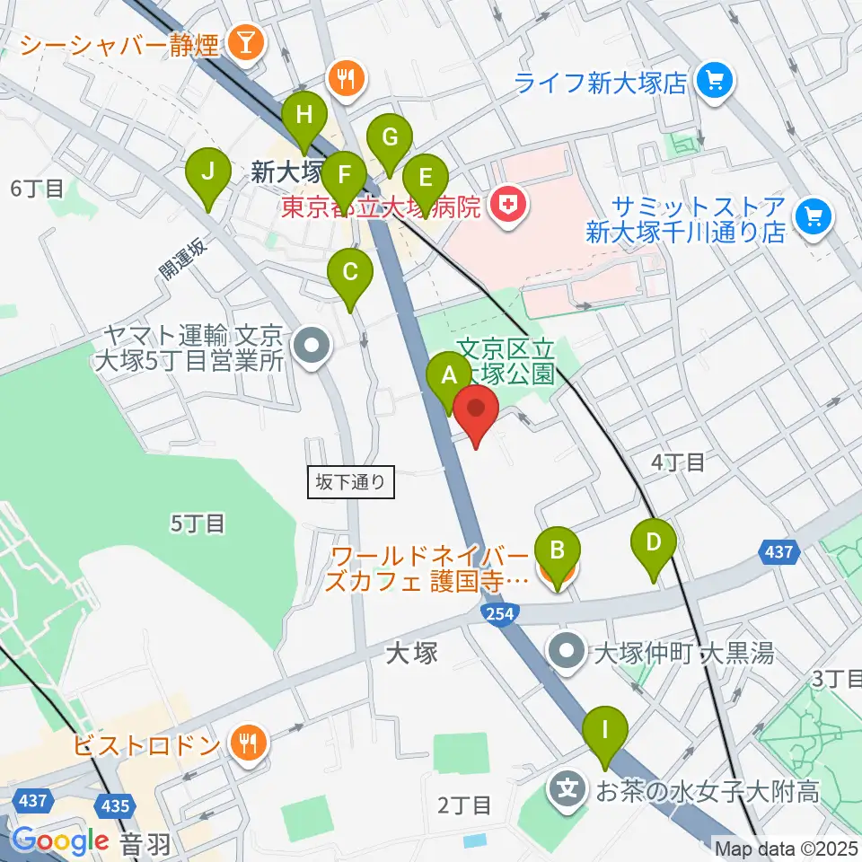 東邦音楽大学大学院周辺のカフェ一覧地図