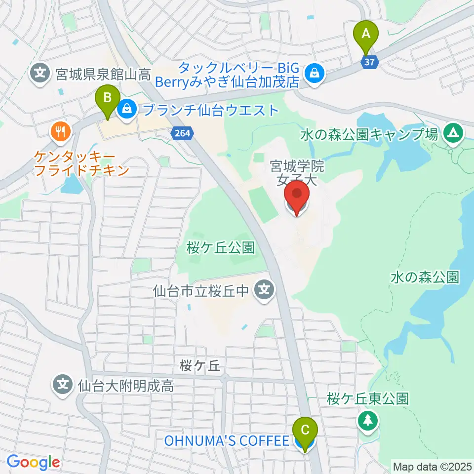 宮城学院女子大学音楽科周辺のカフェ一覧地図