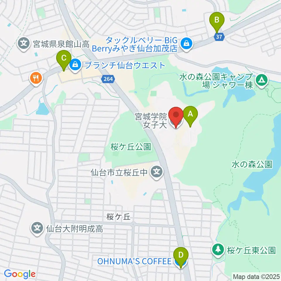宮城学院女子大学音楽科周辺のカフェ一覧地図