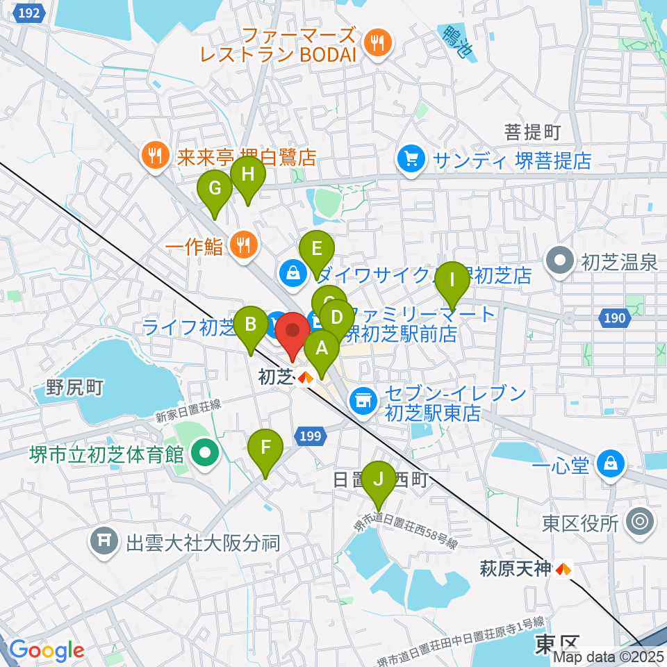 サカグチ音楽センター周辺のカフェ一覧地図