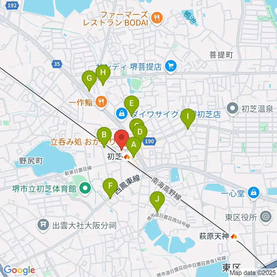 サカグチ音楽センター周辺のカフェ一覧地図