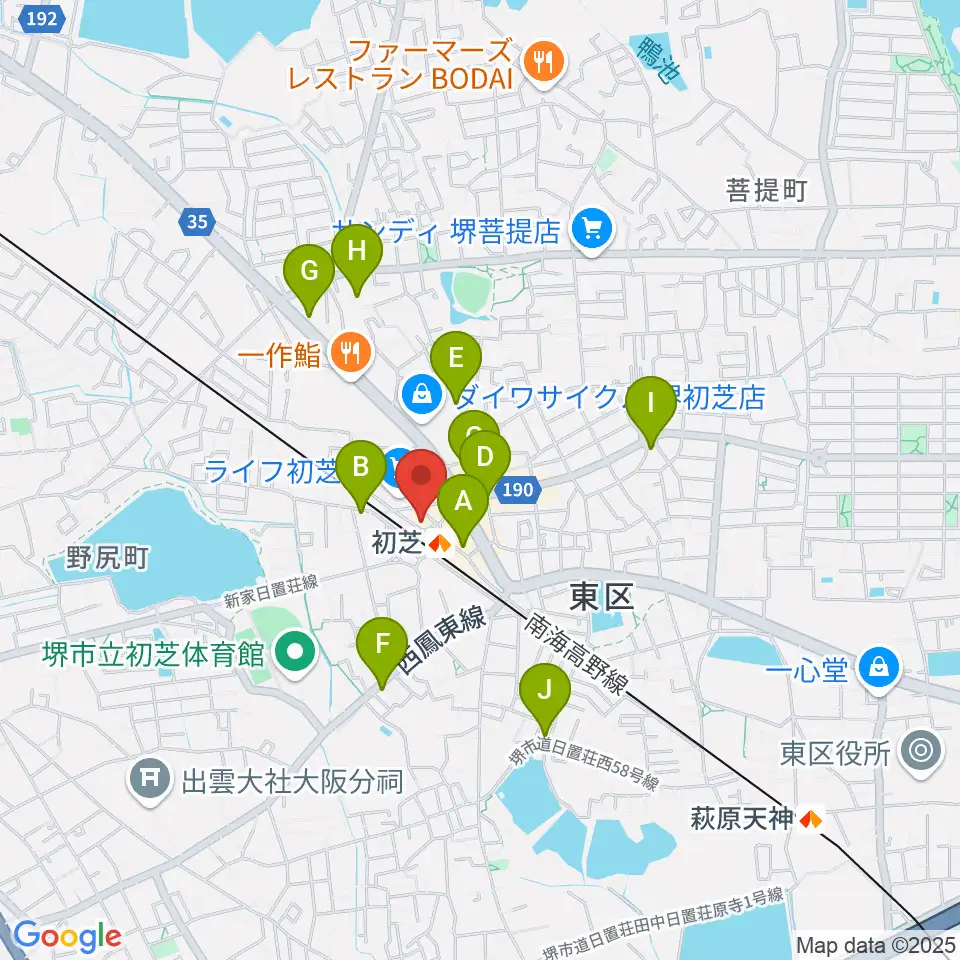 サカグチ音楽センター周辺のカフェ一覧地図