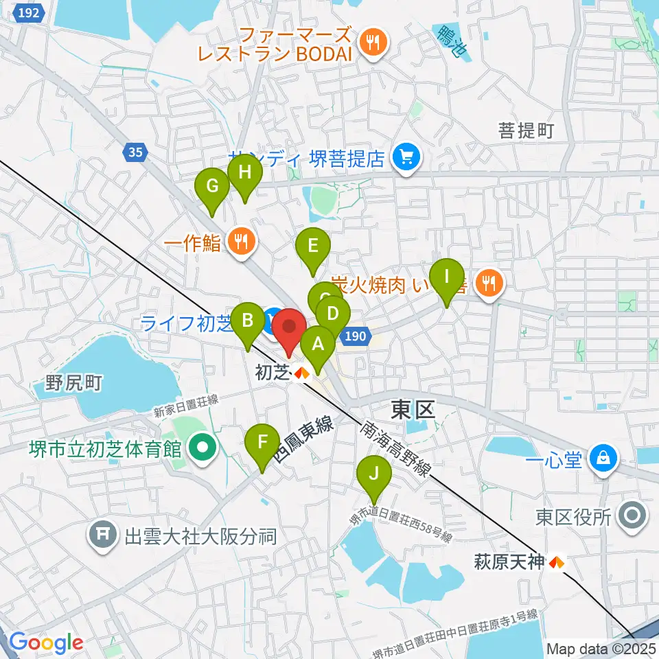 サカグチ音楽センター周辺のカフェ一覧地図