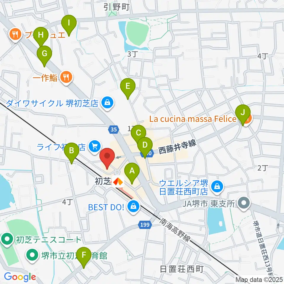 サカグチ音楽センター周辺のカフェ一覧地図