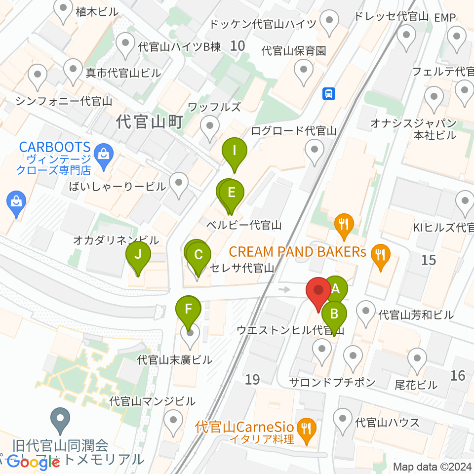 杵家彌七長唄・三味線教室周辺のカフェ一覧地図
