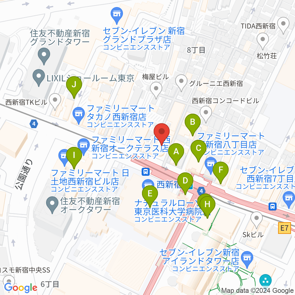 ムラマツ・フルート・レッスンセンター新宿周辺のカフェ一覧地図