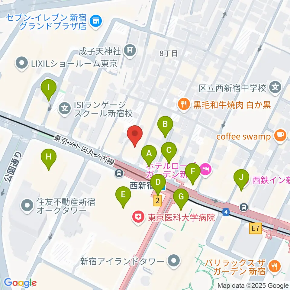 ムラマツ・フルート・レッスンセンター新宿周辺のカフェ一覧地図