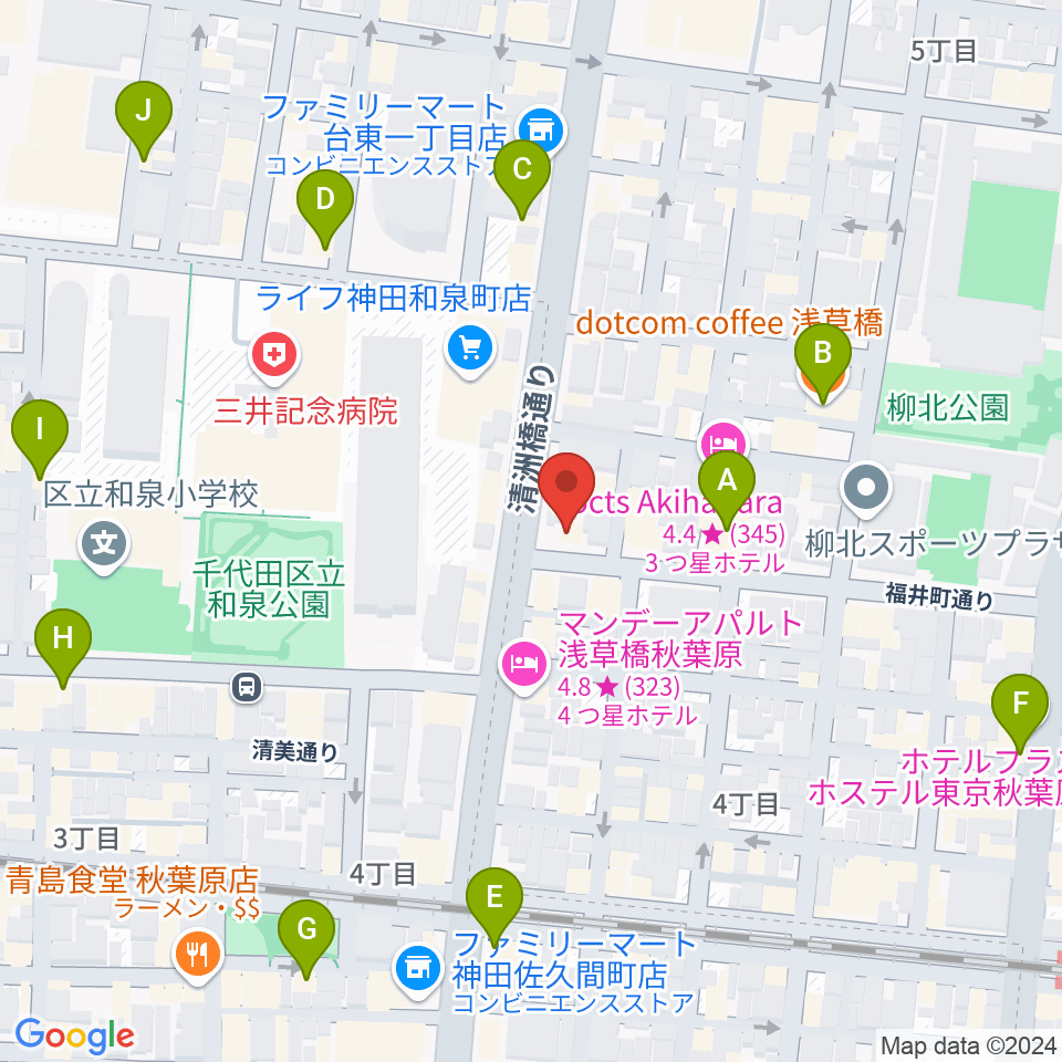 ホットミュージックスクール周辺のカフェ一覧地図