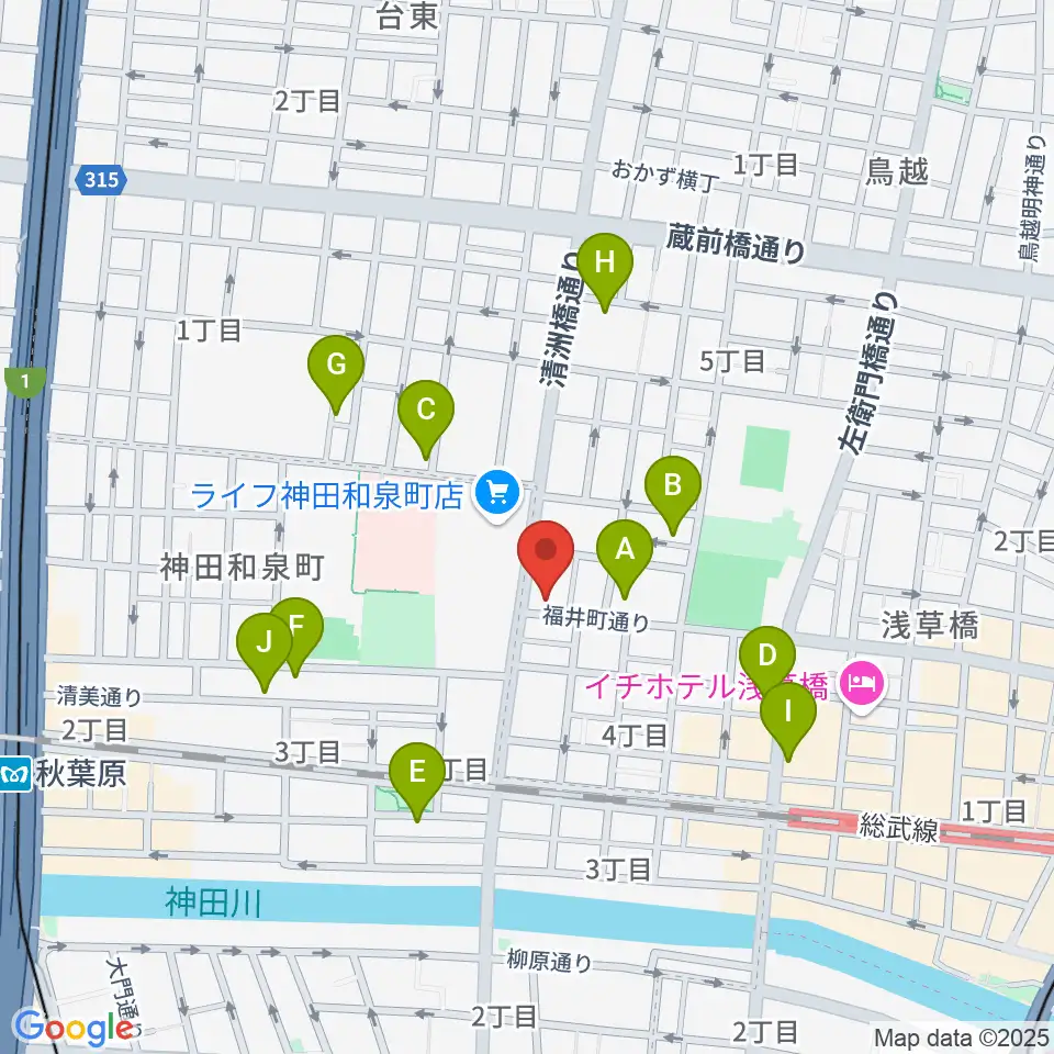ホットミュージックスクール周辺のカフェ一覧地図