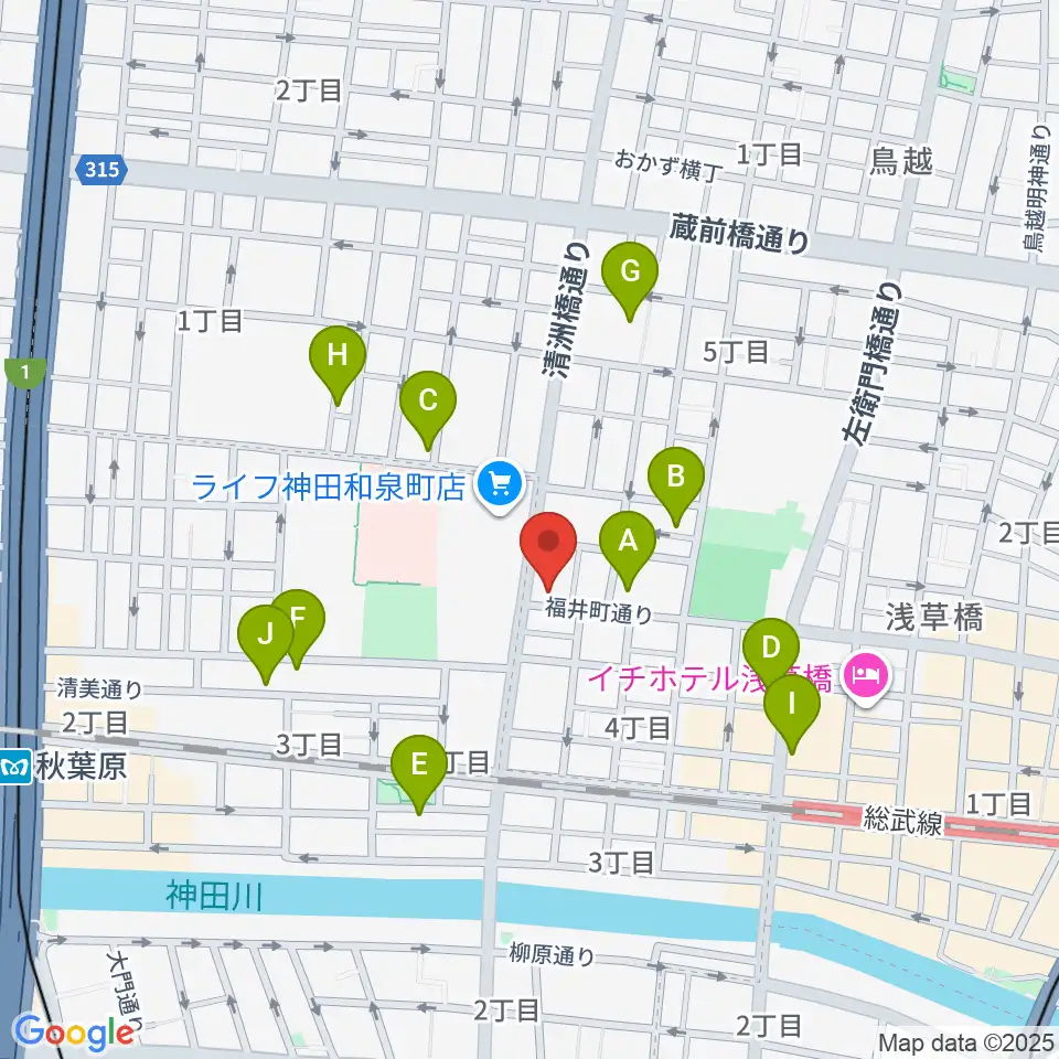 ホットミュージックスクール周辺のカフェ一覧地図