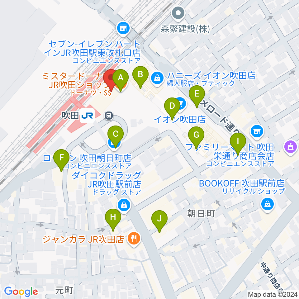 大阪シティアカデミー周辺のカフェ一覧地図