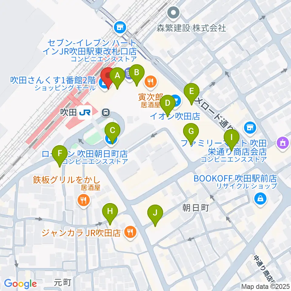 大阪シティアカデミー周辺のカフェ一覧地図