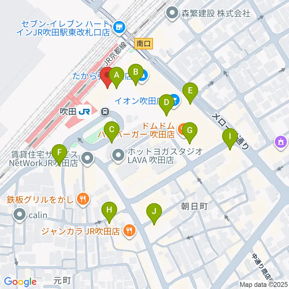 大阪シティアカデミー周辺のカフェ一覧地図