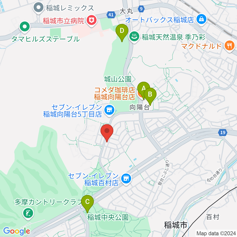 向陽台ミュージック・バルーン周辺のカフェ一覧地図