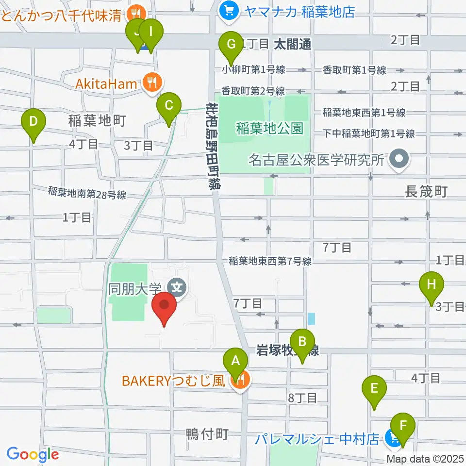 名古屋音楽大学周辺のカフェ一覧地図