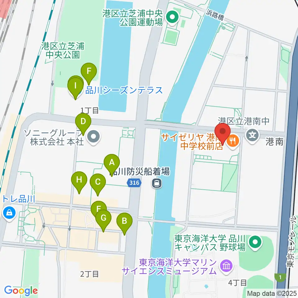カワイ音楽教室 MS品川周辺のカフェ一覧地図