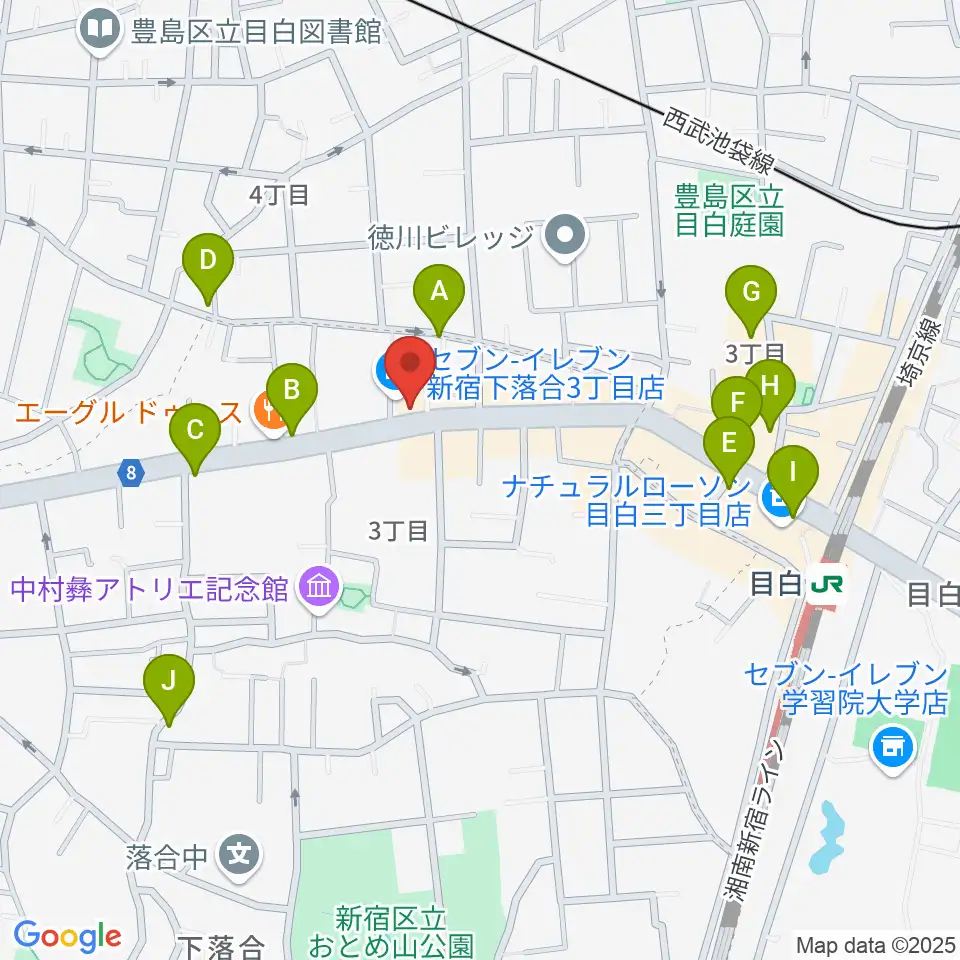 音楽教室アルル周辺のカフェ一覧地図