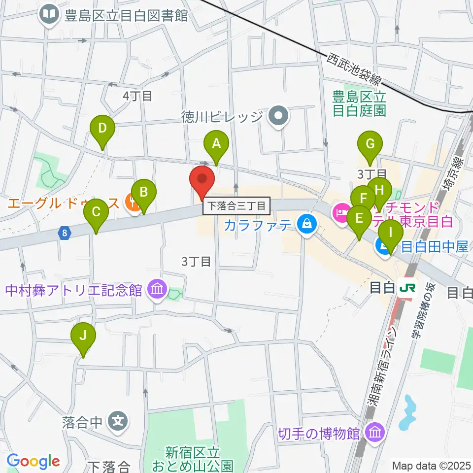 音楽教室アルル周辺のカフェ一覧地図