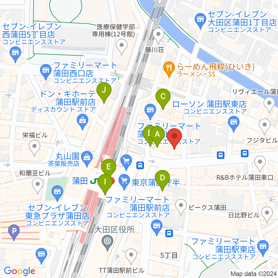 スター楽器ミュージックスクエアカマタ周辺のカフェ一覧地図