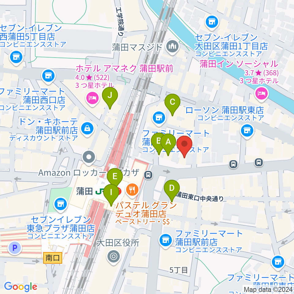 スター楽器ミュージックスクエアカマタ周辺のカフェ一覧地図