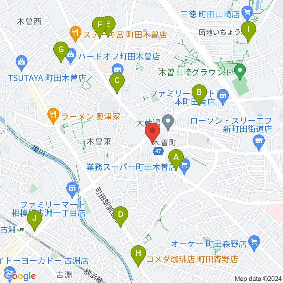 フランツ音楽研究所周辺のカフェ一覧地図