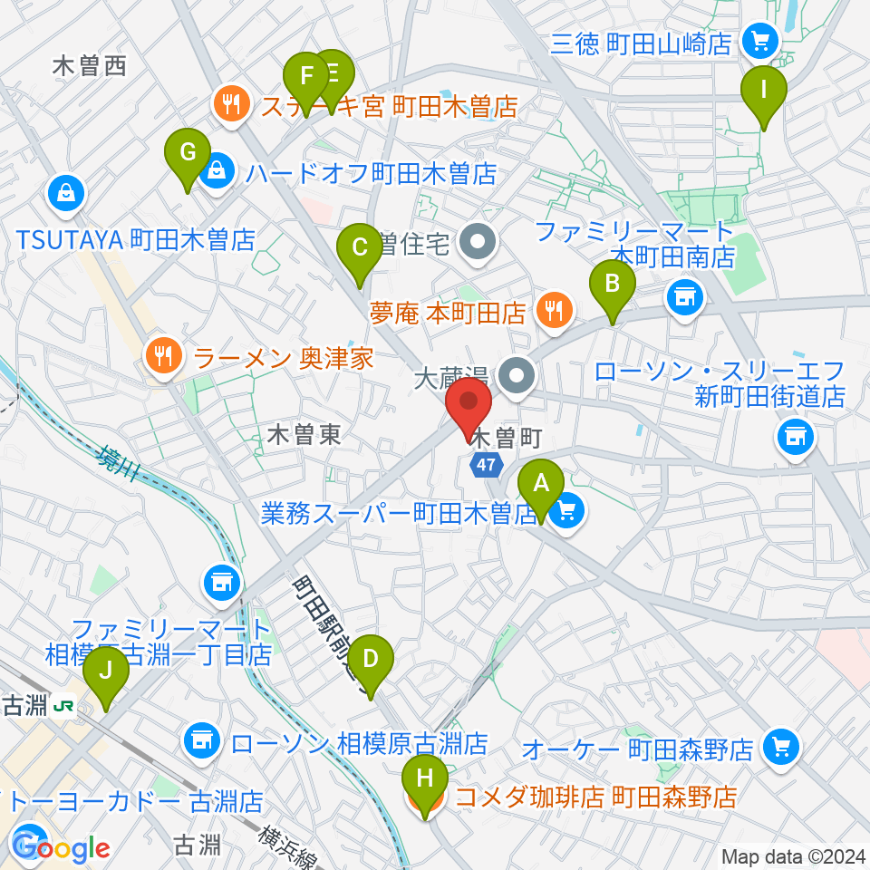 フランツ音楽研究所周辺のカフェ一覧地図