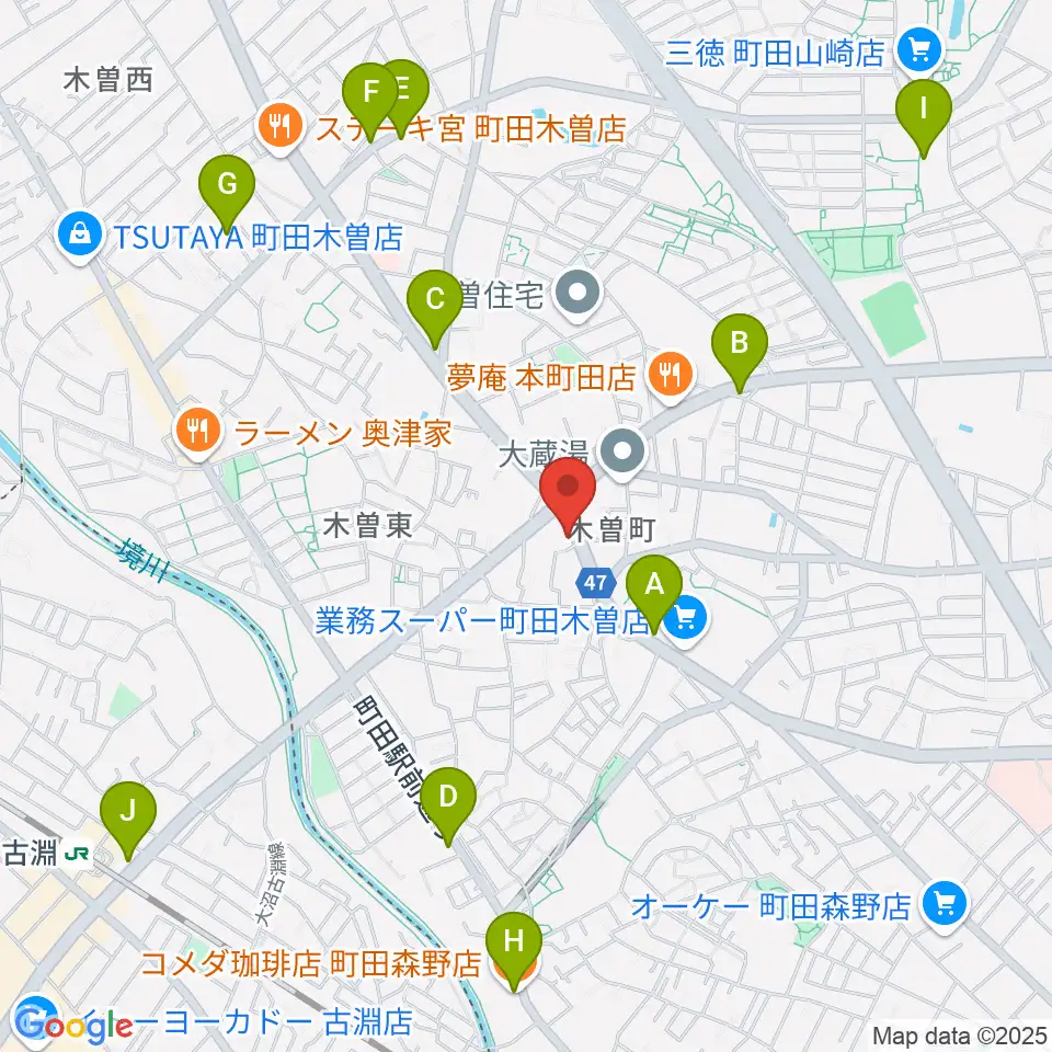 フランツ音楽研究所周辺のカフェ一覧地図