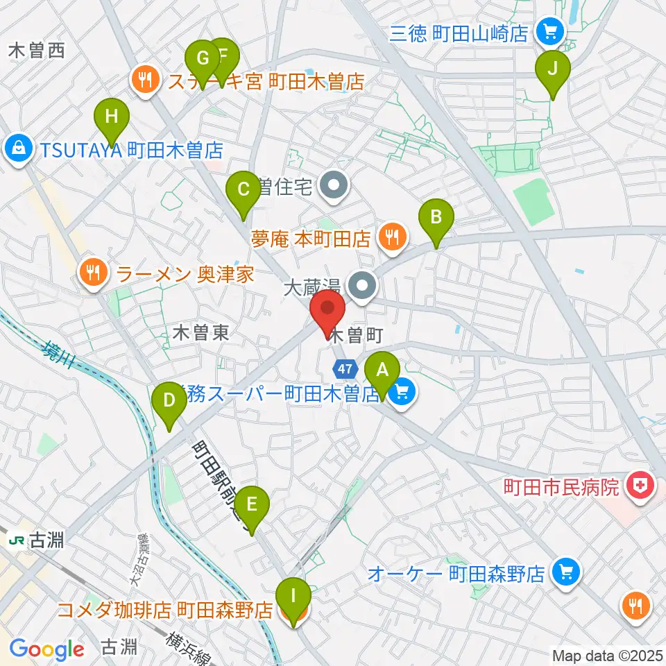 フランツ音楽研究所周辺のカフェ一覧地図