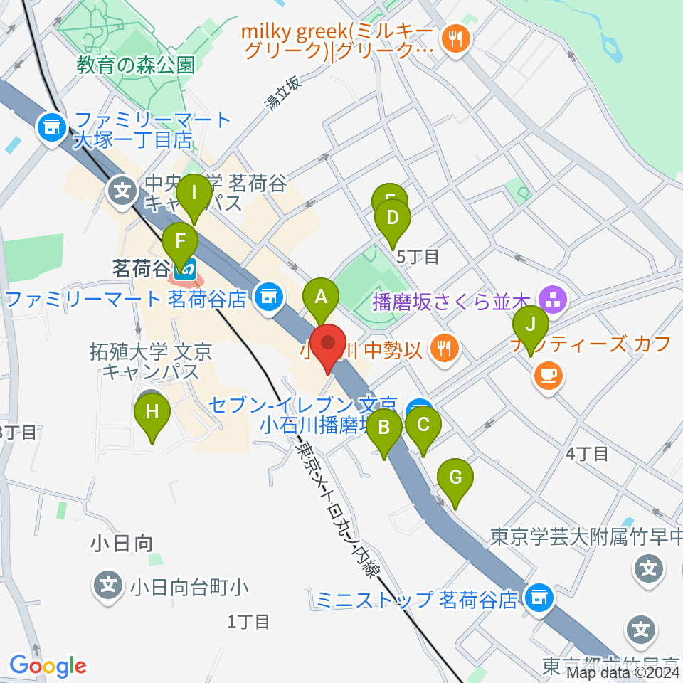 プレスト音楽教室周辺のカフェ一覧地図