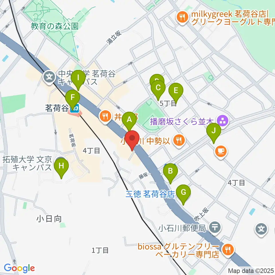 プレスト音楽教室周辺のカフェ一覧地図