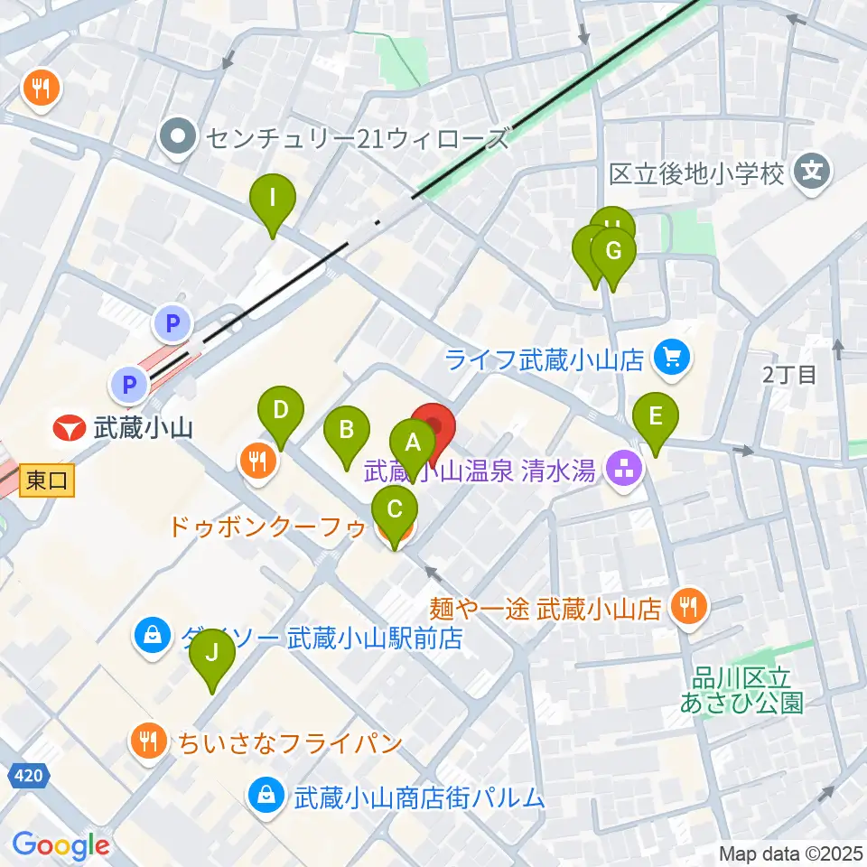 心弦二胡教室周辺のカフェ一覧地図