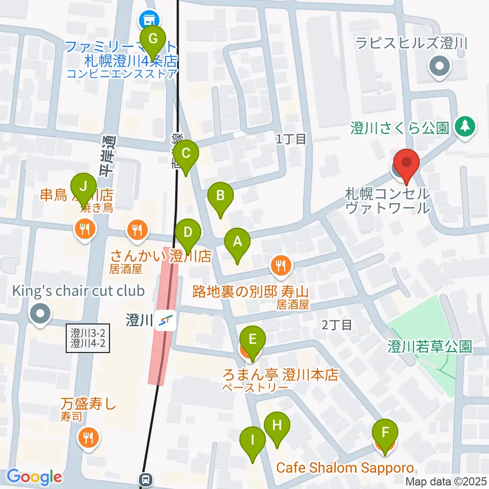 札幌コンセルヴァトワール周辺のカフェ一覧地図