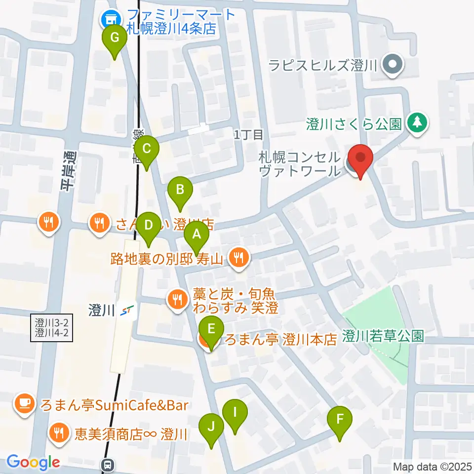 札幌コンセルヴァトワール周辺のカフェ一覧地図